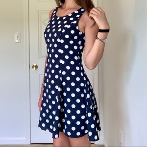 Navy polka-dot dress